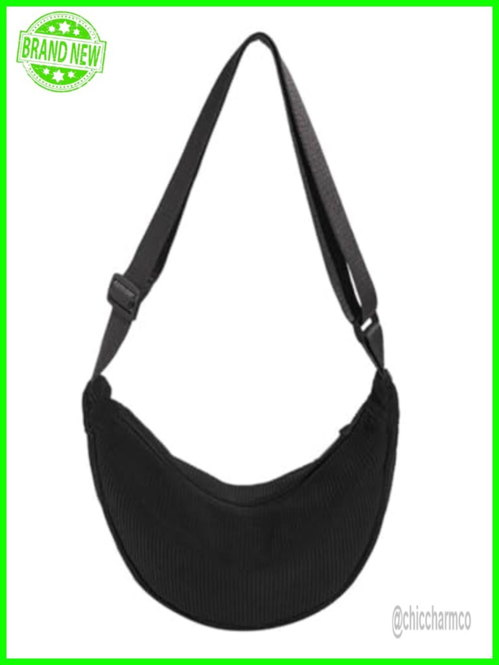 Corduroy Crescent Hobo Crossbody Bag Adjustable Strap Unisex